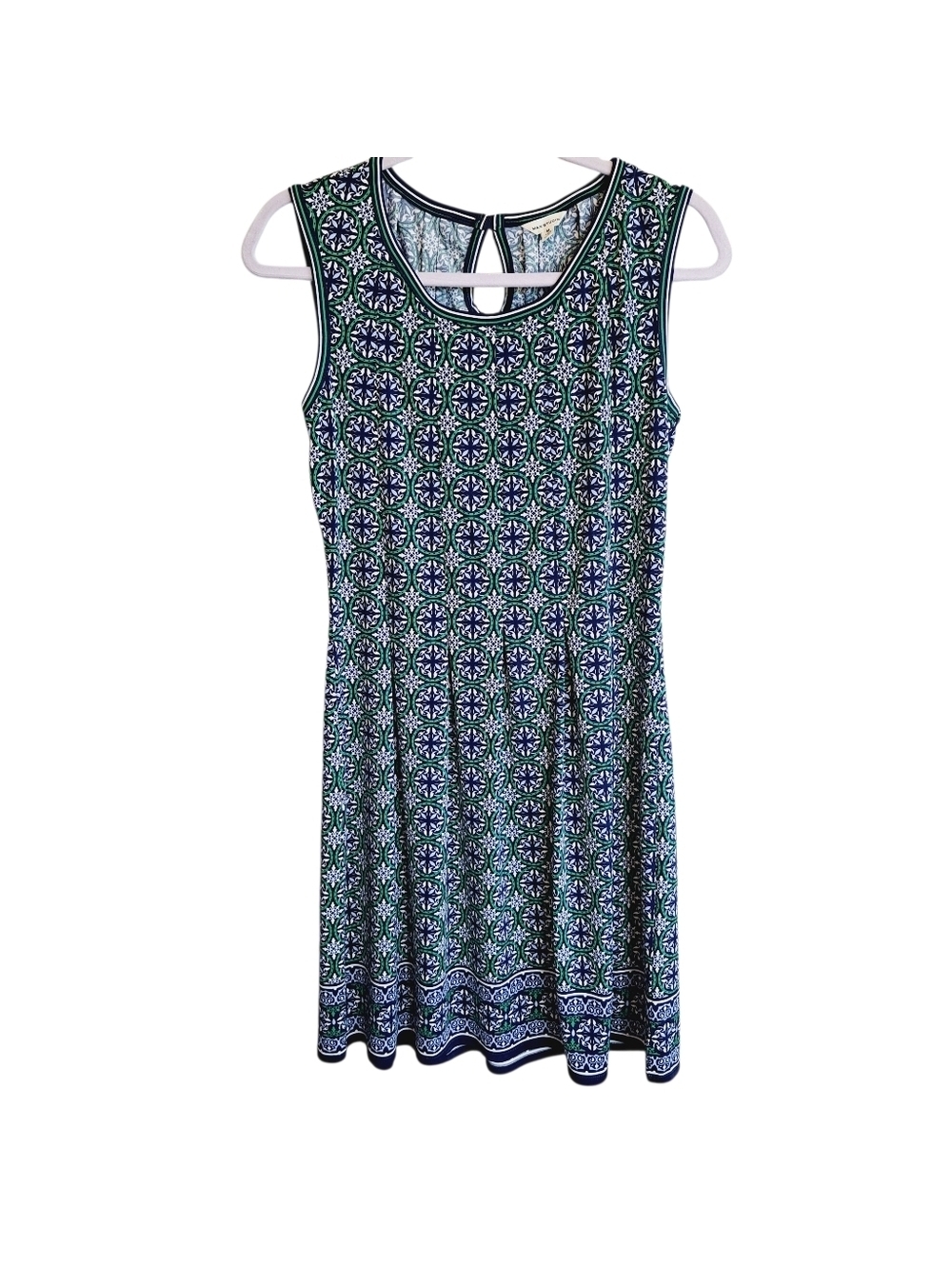 Max Studio Pattern Sleeveless A-Line Fit & Flare Dress With Box Pleats Size Med